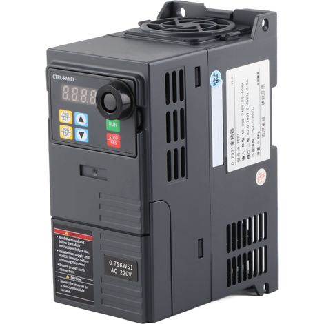 Variateur de fréquence monophasé vers triphasé, convertisseur vectoriel 220-240V entrée, sortie 0-240V, puissance 0,75kW, courant 4A, onduleur compact pour moteur. (1/5)