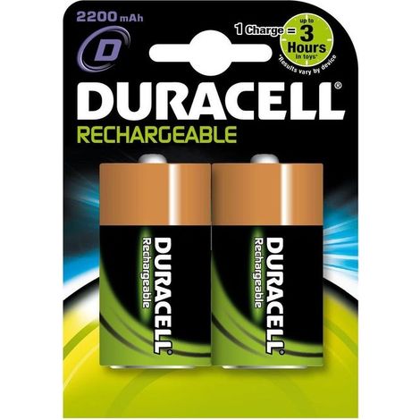 BATTERIA PILA RICARICABILE TORCIA (D) - 2 PZ - DURACELL - FER  99509