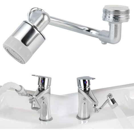 Robinet d'extension de bras robotique grand angle rotatif à 1080 degrés, extension de robinet avec 2 débits d'eau, avec aérateur rotatif de cuisine et de salle de bain (1/5)