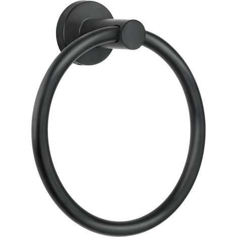 Anneau porte-serviettes mural, 1 pièce, porte-serviettes, porte-serviettes, matériel de salle de bain, porte-serviettes rond simple en acier inoxydable SUS 304 (noir) (1/5)