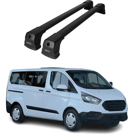 OMAC Barres de toit compatibles avec Ford Tourneo Custom I 2012-2023 – 2 barres – Antivol inclus – Aluminium Noir (1/4)