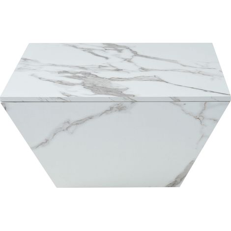 Table basse moderne trapézoïdale en MDF avec placage marbre blanc 70 x 70 x 37 cm (1/5)
