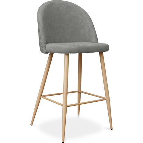 Tabouret tapissé en tissu - design scandinave - 66cm - Evelyne Gris