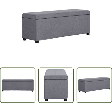 vidaXL Polsterbank - Bank mit Staufach 116 cm Hellgrau Polyester (1/5)