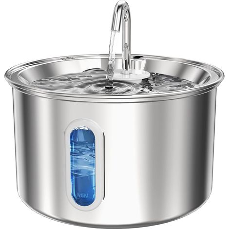 Fontaine à eau pour chat en acier inoxydable, 3L/101oz, abreuvoir pour chien et chat avec pompe silencieuse, filtration 4 couches, gamelle à eau pour animaux (1/5)