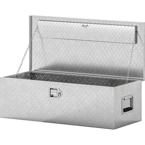 Mallette à outils 43L aluminium avec serrure, 2 clés et poignée latérale, 76,2x33x24,4 cm, argent (1/5)