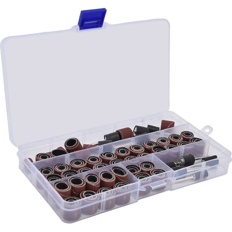 Lot de 12 mandrins + 120 manchons abrasifs (132 pièces) pour outil rotatif, ponceuse à bande. (1/5)