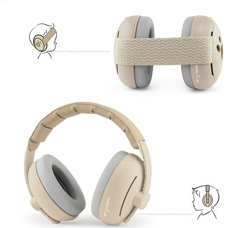 Cuffie Antirumore per Neonati 0-4 Anni Riduzione 25dB Beige