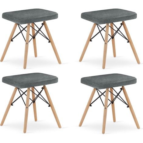 Lote de 4 taburetes Valora PEKO tela gris patas haya diseño moderno (1/5)