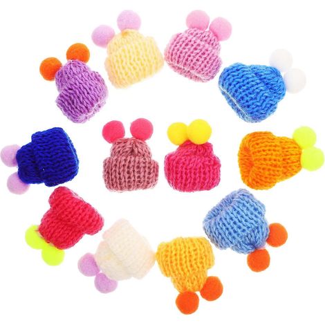 Lot de 50 mini bonnets tricotés pour poupées de Noël, à tricoter soi-même (1/5)
