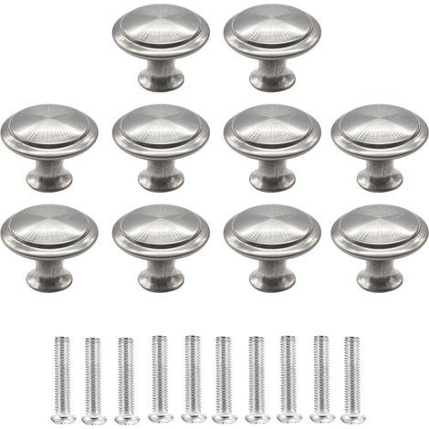 10 pieces cabinet handles silver 27mm furniture knobs made of stainless steel drawer knobs with screws