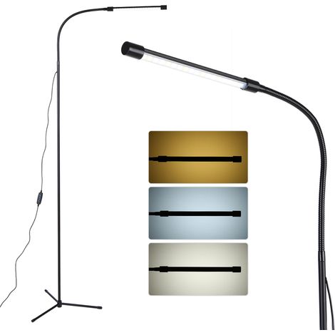 Lampadaire LED USB à intensité variable, 3 températures de couleur, 10 niveaux de luminosité, flux lumineux élevé, commande par interrupteur, idéal pour la lecture, le salon ou la chambre. (1/3)
