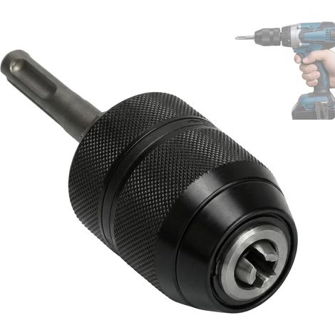 3 - Mandrin Perceuse - Adaptateur SDS-plus - Serrage Rapide 2-13mm - Acier Chrome-vanadium - Pour Béton Bois Métal - Noir - 2-13mm (1/5)