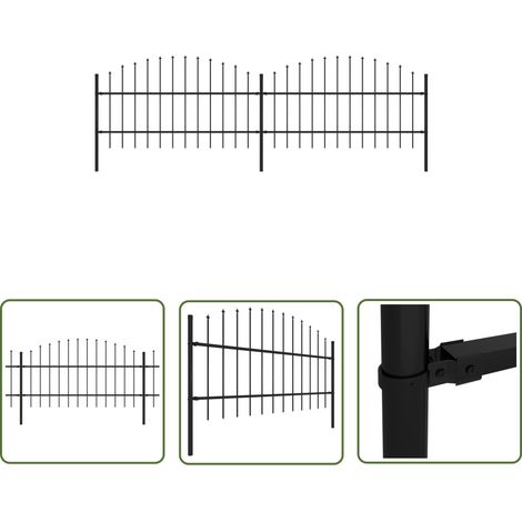 The Living Store Gartenzaun mit Speerspitzen Stahl (0,75 - 1) x 3,4 m Schwarz - Gartenzaun - Stahlezaunt - Metallzaun - Sicherheitszaun - Sichtschutzzaun (1/5)