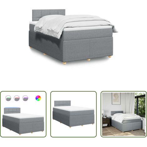 Matelas à ressorts ensachés - Sommier à lattes de lit et matelas gris clair 120x190 cm tissu (1/5)