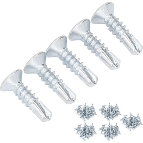 Vis autoperceuses 250 pièces M4.2x16mm, acier carbone zingué, tête fraisée cruciforme, pour tôle et métal, visserie de remplacement robuste. (1/5)