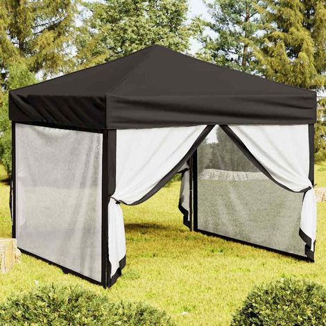 vidaXL Carpa para fiestas plegable con paredes laterales negra 3x3 m (1/5)