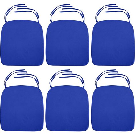 Gardenista Cuscini per sedie da giardino con lacci, cuscini per sedie da giardino resistenti all'acqua con rivestimento rimovibile facile da pulire, Blu (6 pezzi)
