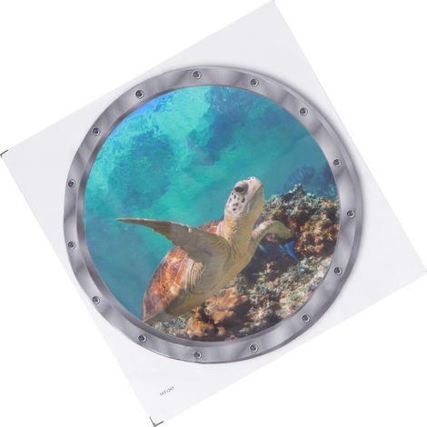 Sticker mural 3D Tortue marine, monde sous-marin, compatible avec la décoration. (1/5)