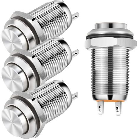 Realizzato 4 pezzi 12 mm autobloccante impermeabile interruttore a pulsante nichelato rame on/off interruttore a pulsante (testa rivolta verso l'alto)