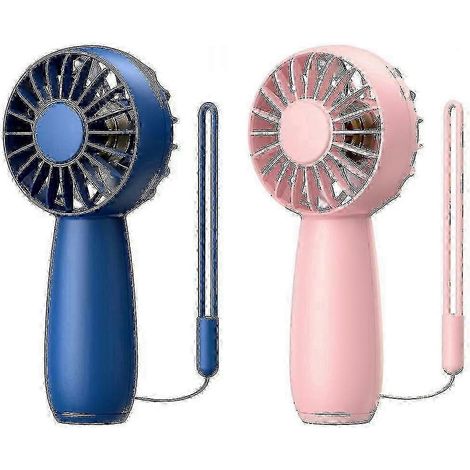 Lot de 2 mini ventilateurs portables rechargeables, avec 3 vitesses. (1/5)