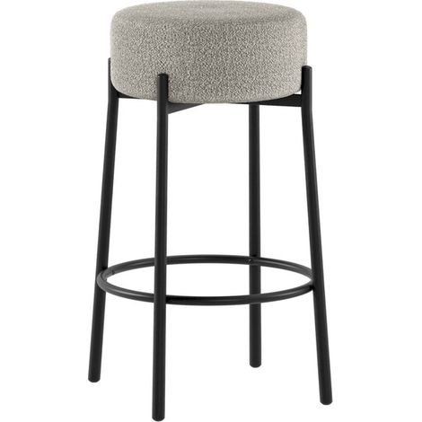 Sgabello Moderno Syd con Seduta in Tessuto Grigio Chiaro e Struttura in Metallo Verniciato Nero - Design Contemporaneo 41x41x67cm (1/5)