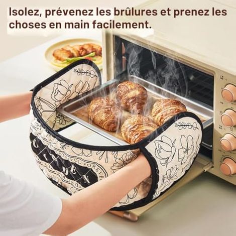 Gant de cuisine monobloc anti-chaleur, gant de cuisine multifonctionnel résistant à la chaleur, gants de cuisine doubles avec boucle de suspension, gants de cuisine en coton, accessoires de pâtisserie (1/3)
