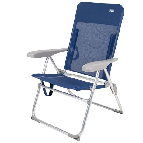 AKTIVE 62661 Sedia da Spiaggia Pieghevole, Plastica Alluminio Textilene, Blu Navy (1/5)