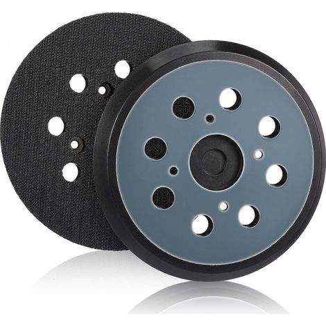 Plateau de ponçage de rechange pour ponceuse orbitale à 8 trous avec fixation auto-agrippante, 125 mm (bleu) (1/4)