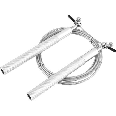 Corde à sauter à poignée en alliage d'aluminium pour sauts rapides - Équipement d'entraînement sportif (Argent) (1/5)