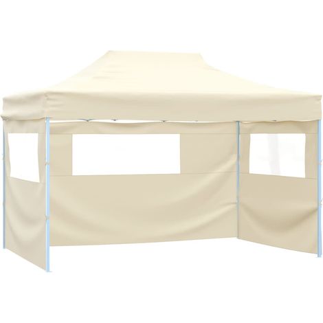 INLIFE Tente pliable avec 4 parois latéraux 3 x 4,5 m Blanc crème (1/5)