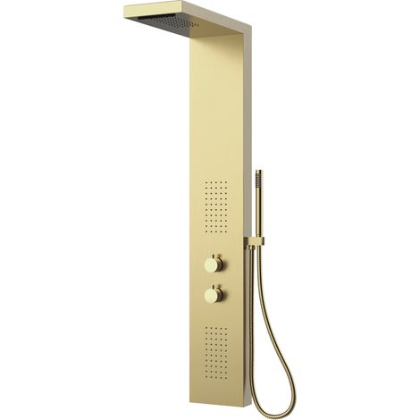 Marwell Duscharmatur Duschset Essenza gold 125x20 cm - Regendusche - Handbrause mit Schlauch (1/4)