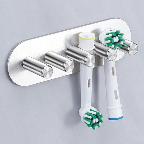 Wall Mounted Toothbrush Holder, Electric Toothbrush Holder Without Drilling, Electric Toothbrush Head Holder for Bathroom (Silver, Large) (1/4)