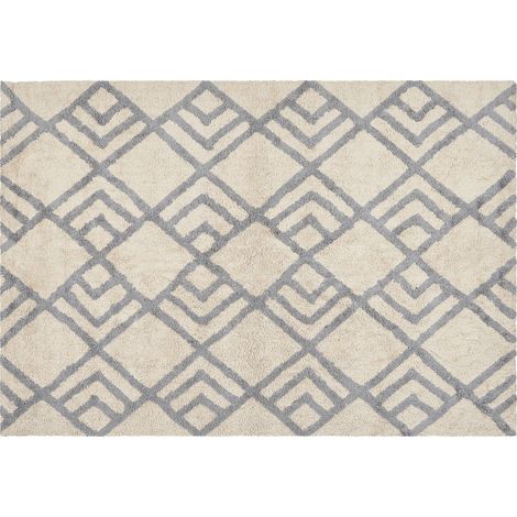 Alfombra de algodón beige claro gris 140 x 200 cm hecho a mano dormitorio Nevsehir
