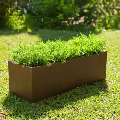 JARA 140 Macetero Rectangular de Interior y Exterior Para Plantas y Flores Muy Resistente al Paso del Tiempo. Jardinera Hecha de Polietileno en España - Bronce