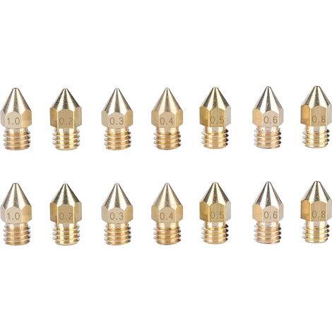14 Pièces 7 Tailles Buse Laiton pour Extrudeuse Imprimante 3D, Accessoires Tête d'Impression (1/5)