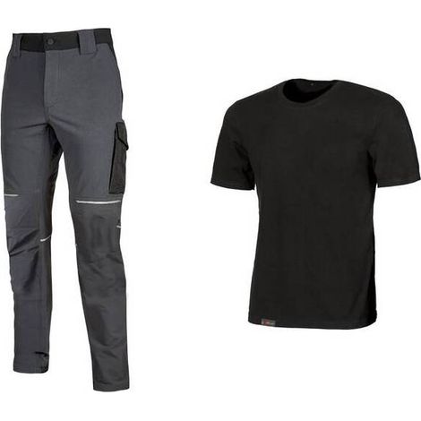 WORKWEAR KIT T-SHIRT+ PANTAL BLACK/GREY TG   L