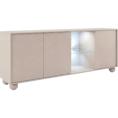 Buffet 3 portes et 2 niches avec LEDs - Beige - MYVARO (1/5)