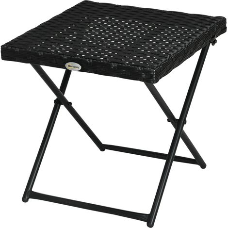 Tavolino da Giardino Pieghevole Salvaspazio 40x40x40 cm in Rattan Sintetico e Acciaio Nero (1/5)