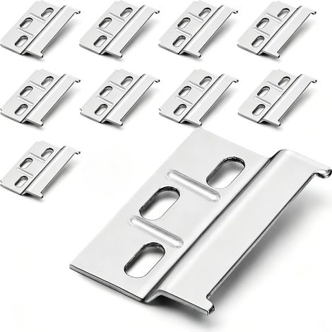 10 Pcs Plaques Supports de Fixation Murale, 60mm Rail de suspension pour meubles, Rail de fixation murale en acier galvanisé pour meubles suspendus (1/5)