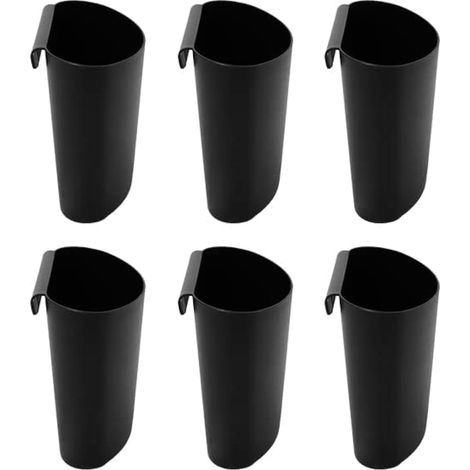 Set mit 6 kleinen Hängeeimern – Hängender Becherhalter für Rollwagen, Wandregal, Aufbewahrungsbox für Küche, Wohnzimmer, Badezimmer, Büro, Putzeimer (schwarz)