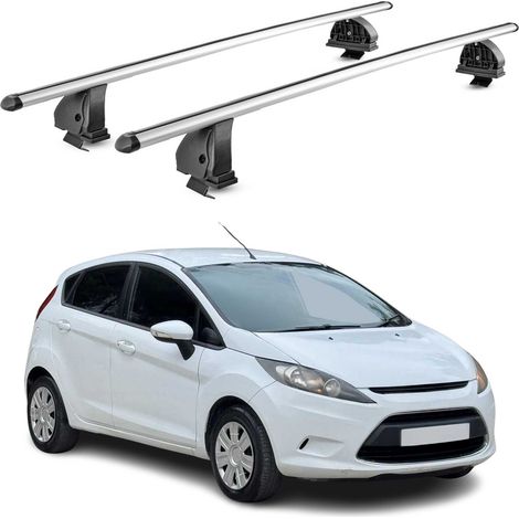 OMAC Barres de toit transversales en aluminium pour Ford Fiesta VI HB 2008-2016 – TÜV / DIN 75302:2019 – Antivol inclus – Charge max 75 kg – 2 barres – Gris (1/5)