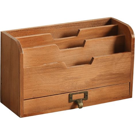 Organizador de escritorio de madera, cajón multinivel, caja de almacenamiento para documentos y suministros (multifuncional)