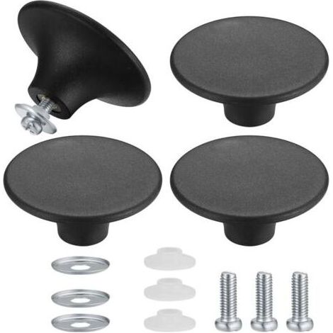 4 Pièces Boutons de Couvercle de Casserole- Noir, Boutons de Couvercle de Pot, Poignée Casserole Universelle de Cuisine en Acier Inoxydable Résistant (1/4)