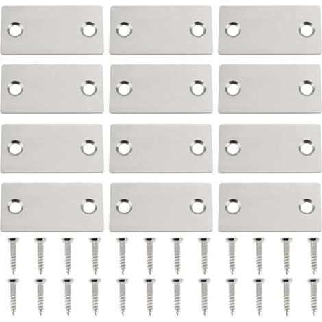 Lot de 12 plaques de remplissage pour trous de serrure de porte en acier inoxydable avec vis 28x56,6 mm (1/5)