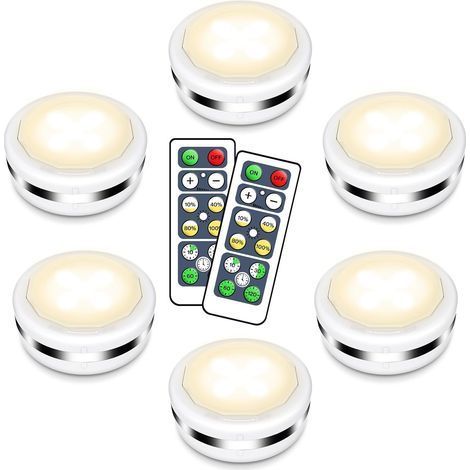 6 Puck Light, Luminosité Réglable, Lampe LED Sans Fil, Télécommande, Pour Cuisine Chambre (1/5)