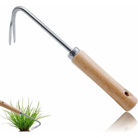Manual Weed Puller, Gardening Weed Remover, Dandelion Puller, Weeding Tool, Stainless Steel Manual Weed Puller with Wooden Handle (1/5)