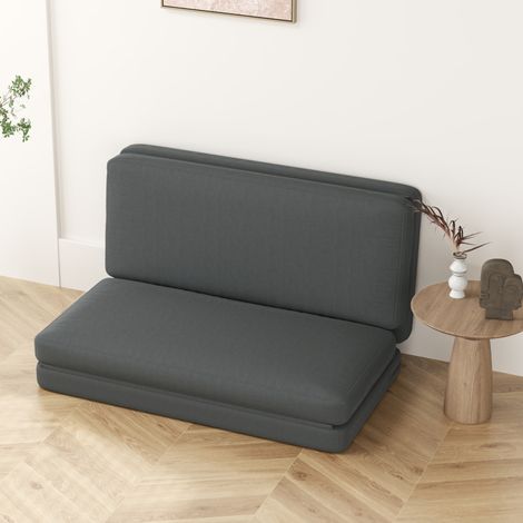 Sofá cama plegable 3 en 1 de poliéster efecto terciopelo gris oscuro HAVRYA (1/5)