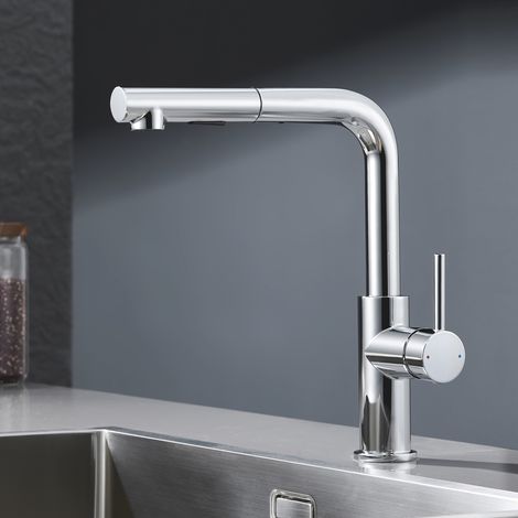 CECIPA MAX Robinet de cuisine, mitigeur extractible à 2 jets, douchette lave-vaisselle, robinet d'évier en acier inoxydable, pivotant à 360°, mitigeur chromé (1/5)