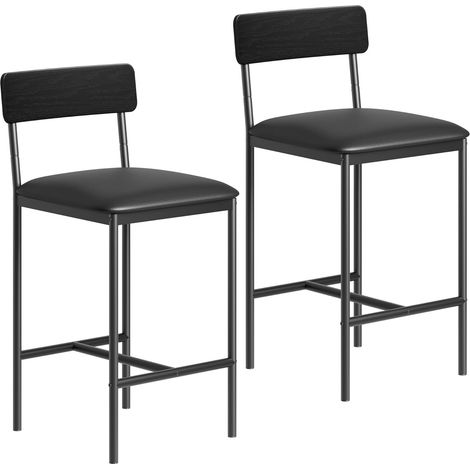 Lot de 2 Tabourets de Bar Style Industriel - Hauteur 95 cm avec Dossier et Repose-Pieds - Charge 136 kg (1/5)